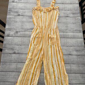 BTWEEN Yellow Striped Ruffle Romper Jumpsuit Girls Size 10